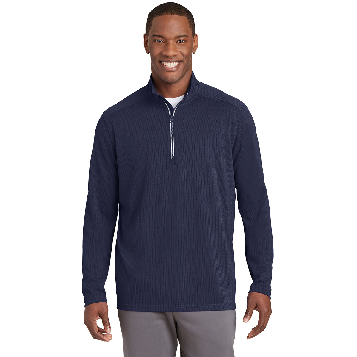 Sport-Tek ST860 Sport-Wick Textured 1/4-Zip Pullover - True Navy | Full ...