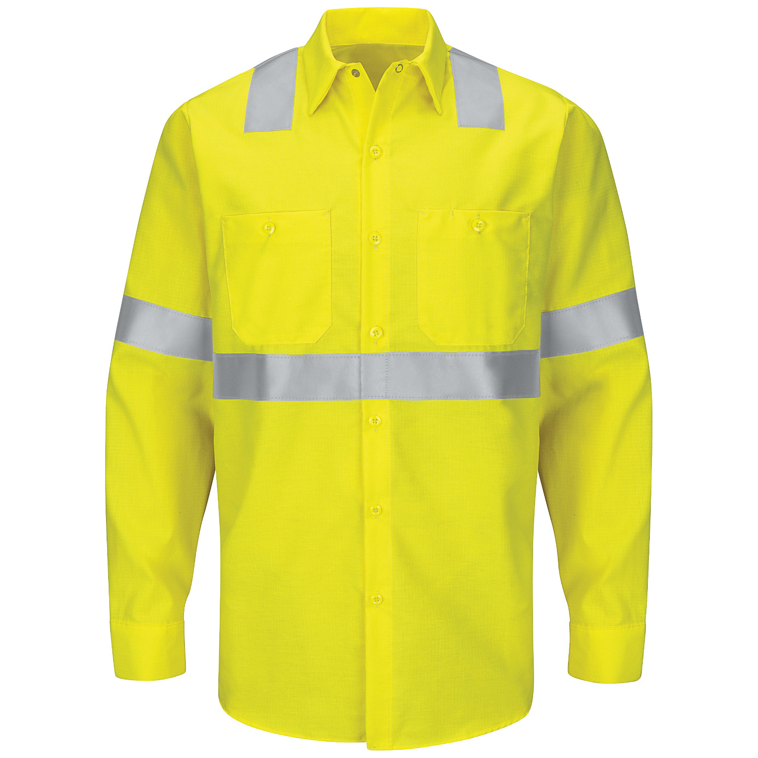 Red Kap SY14HV Hi-Visibility ANSI Class 2 Work Shirt - Long Sleeve ...