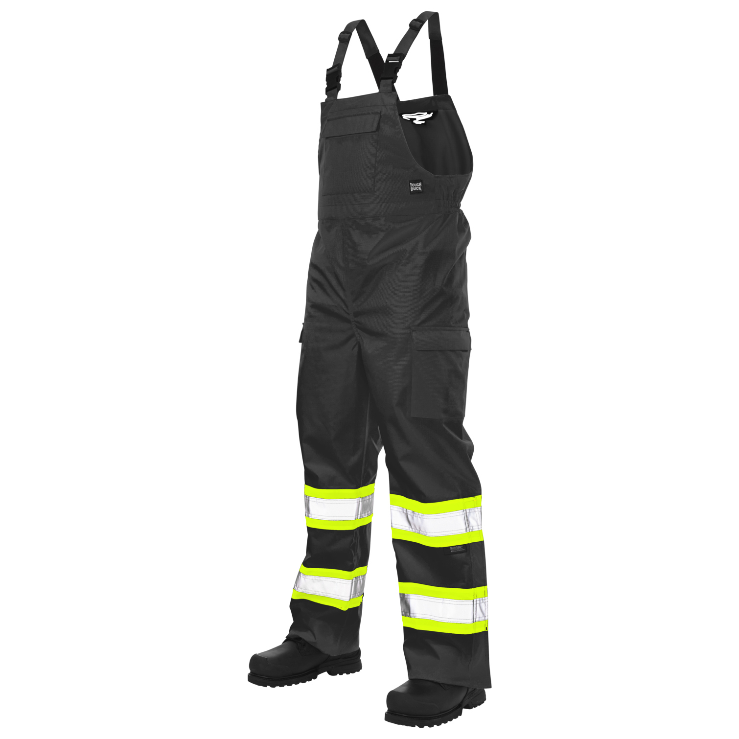 Tough Duck SB04 Ripstop Unlined Safety Rain Bib Overall - Black