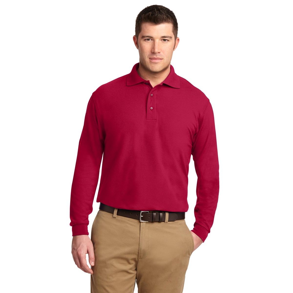 long sleeve polo red