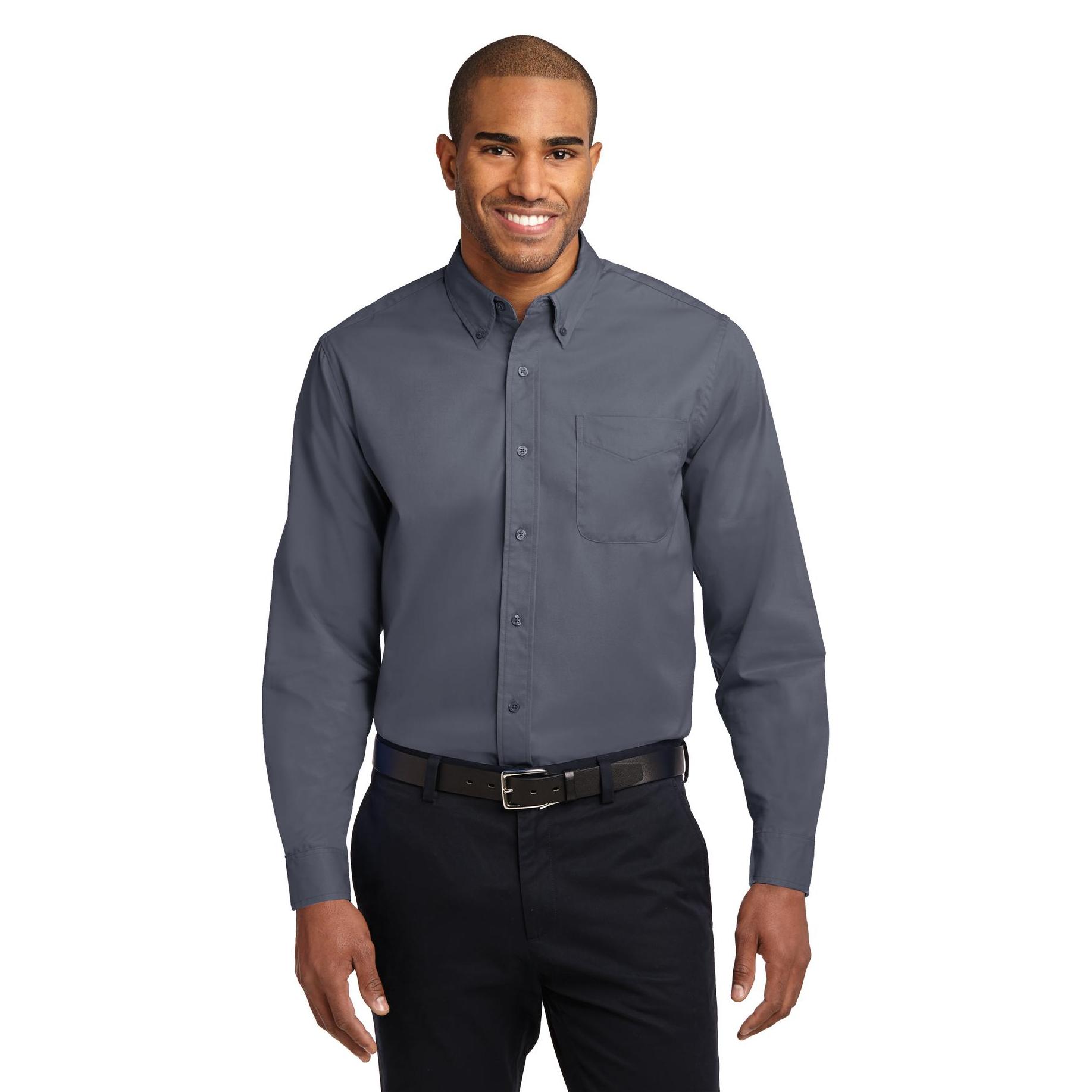 Port Authority TLS608 Tall Long Sleeve Easy Care Shirt - Steel Grey ...