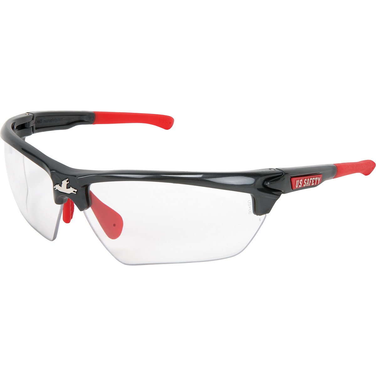 Mcr Safety Dm1310pf Dominator Dm3 Safety Glasses Gray Red Frame Clear Max6 Anti Fog Lens