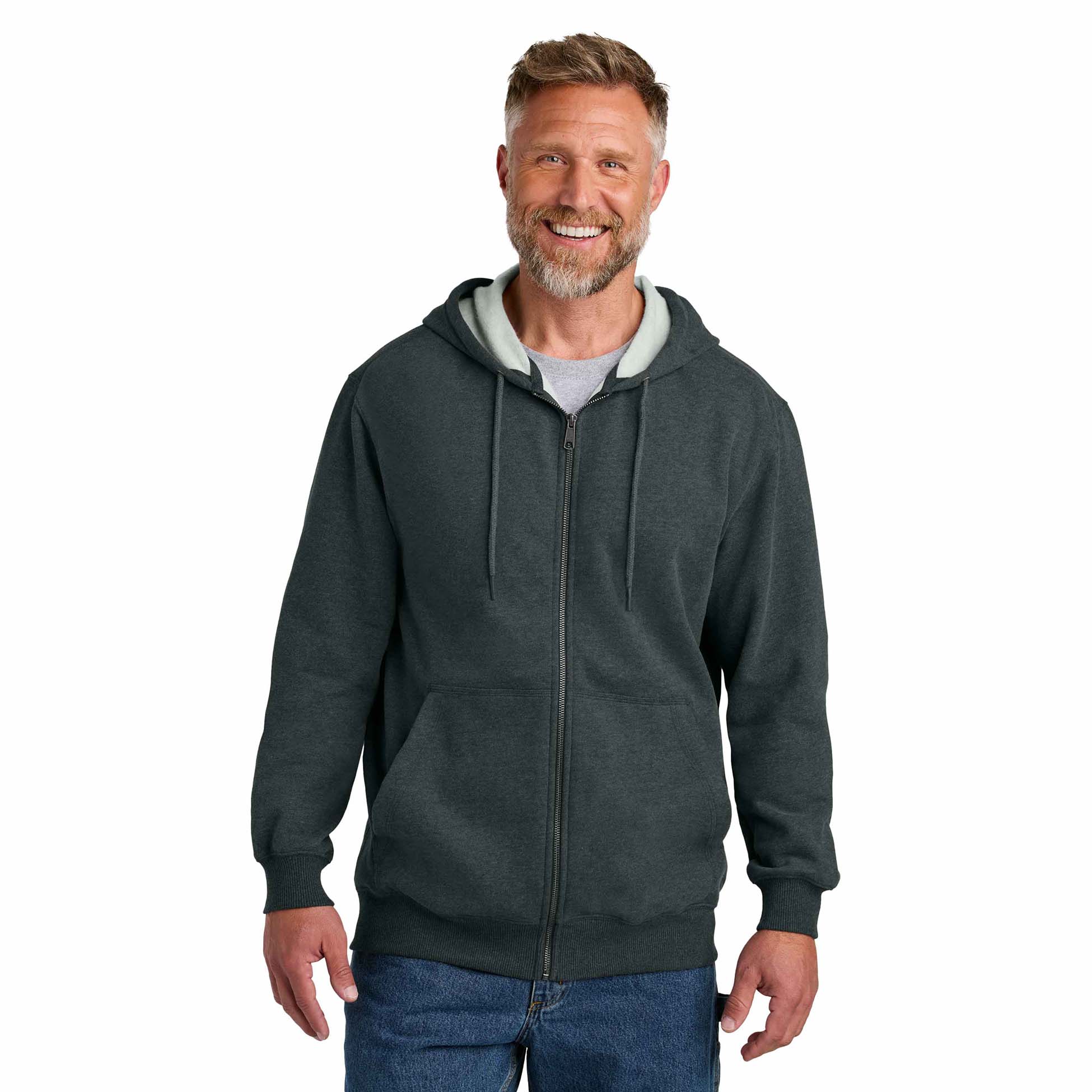 CornerStone CSF631 Tough Fleece Full-Zip Hoodie - Charcoal Heather