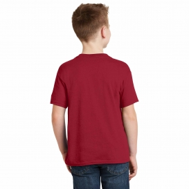 Hanes 5370 Youth EcoSmart 50/50 Cotton/Polyester T-Shirt - Deep Red