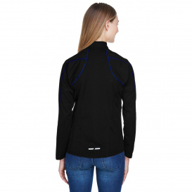North End 78187 Ladies Radar 1/4-Zip Performance Long Sleeve Top - Black/True Royal