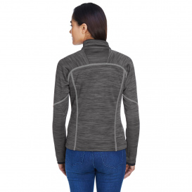 North End 78697 Ladies Flux Melange Bonded Fleece Jacket - Carbon/Black