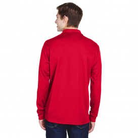 Core 365 88192P Adult Pinnacle Performance Long-Sleeve Pique Polo with Pocket - Classic Red