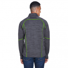 North End 88697 Men\'s Flux Melange Bonded Fleece Jacket - Carbon/Acid Green