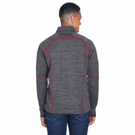 North End 88697 Men\'s Flux Melange Bonded Fleece Jacket - Carbon/Olympic Red
