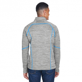 North End 88697 Men\'s Flux Melange Bonded Fleece Jacket - Platinum/Olympic Blue