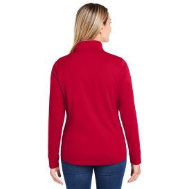 Core 365 CE404W Ladies Market Snag Protect Mesh Colorblock Quarter-Zip - Classic Red/Carbon