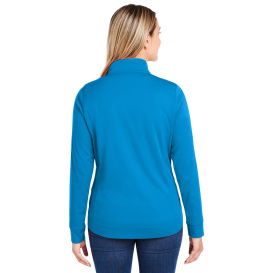 Core 365 CE404W Ladies Market Snag Protect Mesh Colorblock Quarter-Zip - Electric Blue/Carbon