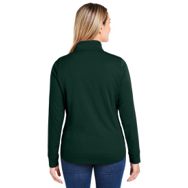 Core 365 CE404W Ladies Market Snag Protect Mesh Colorblock Quarter-Zip - Forest/Carbon