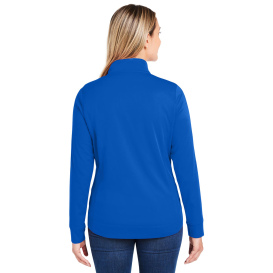 Core 365 CE404W Ladies Market Snag Protect Mesh Colorblock Quarter-Zip - True Royal/Carbon