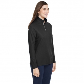 Core 365 CE405W Ladies Fusion ChromaSoft Pique Quarter-Zip - Black
