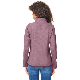 Core 365 CE72W Ladies Venture Heathered Stripe Full-Zip - Burgundy/White