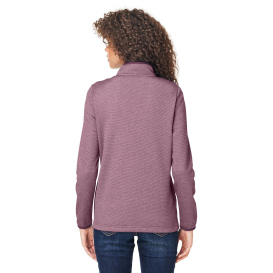 Core 365 CE73W Ladies Venture Heathered Stripe Quarter-Zip - Burgundy/White