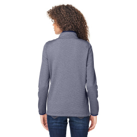 Core 365 CE73W Ladies Venture Heathered Stripe Quarter-Zip - Classic Navy/White