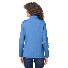 Core 365 CE73W Ladies Venture Heathered Stripe Quarter-Zip - True Royal/White