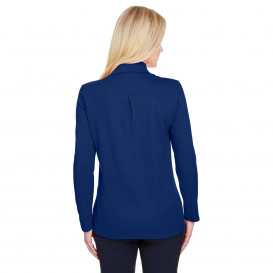 Devon & Jones DG20LW CrownLux Performance Ladies Plaited Long Sleeve Polo - True Royal