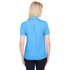 Devon & Jones DG22W CrownLux Performance Ladies Address Melange Polo - Ocean Blue Heather