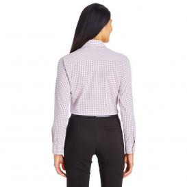 Devon & Jones DG540W CrownLux Performance Ladies Micro Windowpane Shirt - Burgundy/White