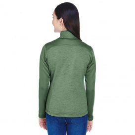 Devon & Jones DG796W Ladies Newbury Colorblock Melange Fleece Full Zip - Forest/Forest Heather