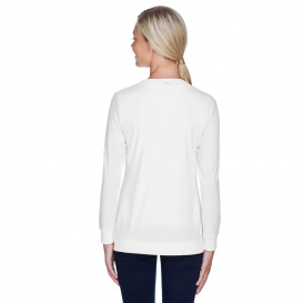 Devon & Jones DP181W Ladies Perfect Fit Ribbon Cardigan - White