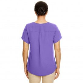 Devon & Jones DP612W Ladies Perfect Fit Short-Sleeve Crepe Blouse - Grape