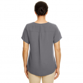 Devon & Jones DP612W Ladies Perfect Fit Short-Sleeve Crepe Blouse - Graphite