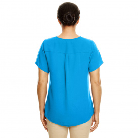 Devon & Jones DP612W Ladies Perfect Fit Short-Sleeve Crepe Blouse - Ocean Blue