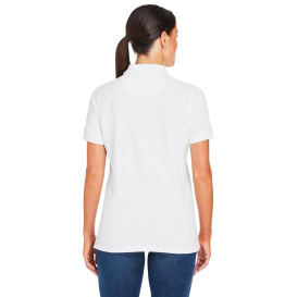 Harriton M205W Ladies Valiant Cotton Snag Protect Polo - White