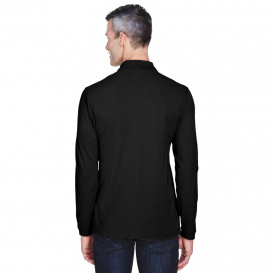 Harriton M265L Men's 5.6 oz. Easy Blend Long Sleeve Polo - Black