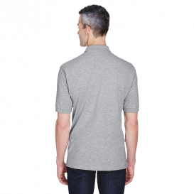 Harriton M265P Men\'s 5.6oz. Easy Blend Polo with Pocket - Grey Heather