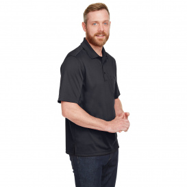 Harriton M348P Men's Advantage Snap Protection Plus IL Pocket Polo - Black