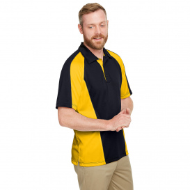 Harriton M385 Men\'s Advantage Snag Protection Plus IL Colorblock Polo - Black/Safety Yellow/Dark Charcoal