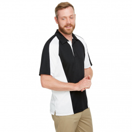 Harriton M385 Men\'s Advantage Snag Protection Plus IL Colorblock Polo - Black/White/Dark Charcoal