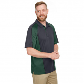 Harriton M385 Men\'s Advantage Snag Protection Plus IL Colorblock Polo - Dark Charcoal/Dark Green/Black