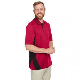 Harriton M386 Men\'s Flash Snag Protection Plus IL Colorblock Polo - Red/Black