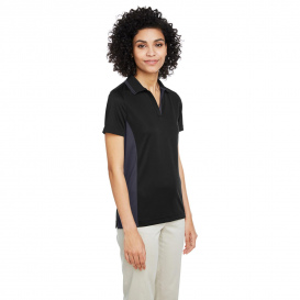Harriton M386W Ladies Flash Snag Protection Plus IL Colorblock Polo - Black/Dark Charcoal