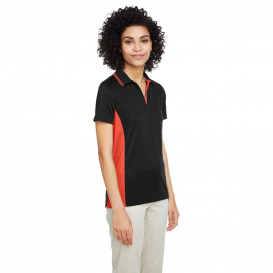 Harriton M386W Ladies Flash Snag Protection Plus IL Colorblock Polo - Black/Team Orange