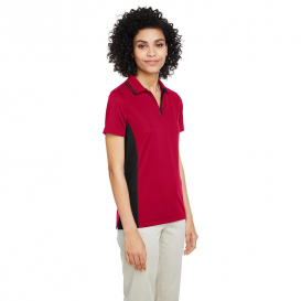 Harriton M386W Ladies Flash Snag Protection Plus IL Colorblock Polo - Red/Black