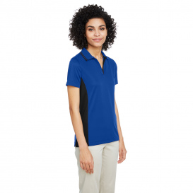 Harriton M386W Ladies Flash Snag Protection Plus IL Colorblock Polo - True Royal/Black