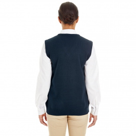 Harriton M415W Ladies Pilbloc V-Neck Sweater Vest - Dark Navy
