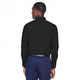 Harriton M500 Easy Blend Long-Sleeve Twill Shirt with Stain Release - Black
