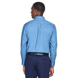 Harriton M500 Easy Blend Long-Sleeve Twill Shirt with Stain Release - Light College Blue