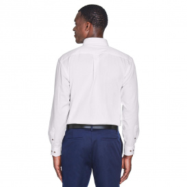 Harriton M500 Easy Blend Long-Sleeve Twill Shirt with Stain Release - White