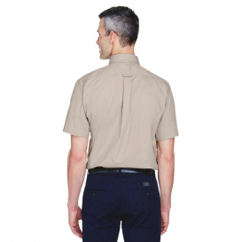 Harriton M500S Men's Easy Blend Short-Sleeve Twill Shirt with Stain Release - Stone