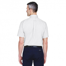 Harriton M500S Men's Easy Blend Short-Sleeve Twill Shirt with Stain Release - White