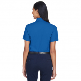 Harriton M500SW Ladies Easy Blend Short Sleeve Twill Shirt with Stain Release - French Blue